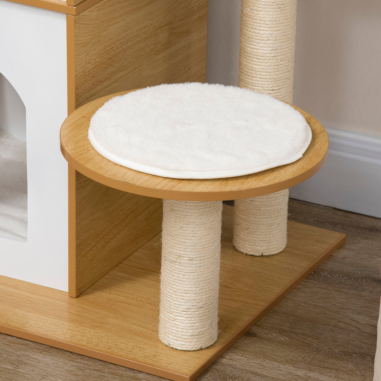 easycomfort albero per gatti in mdf con tiragraffi per gatti 2 casette per gatti posatoi e pallina da gioco 60x48x133 cm