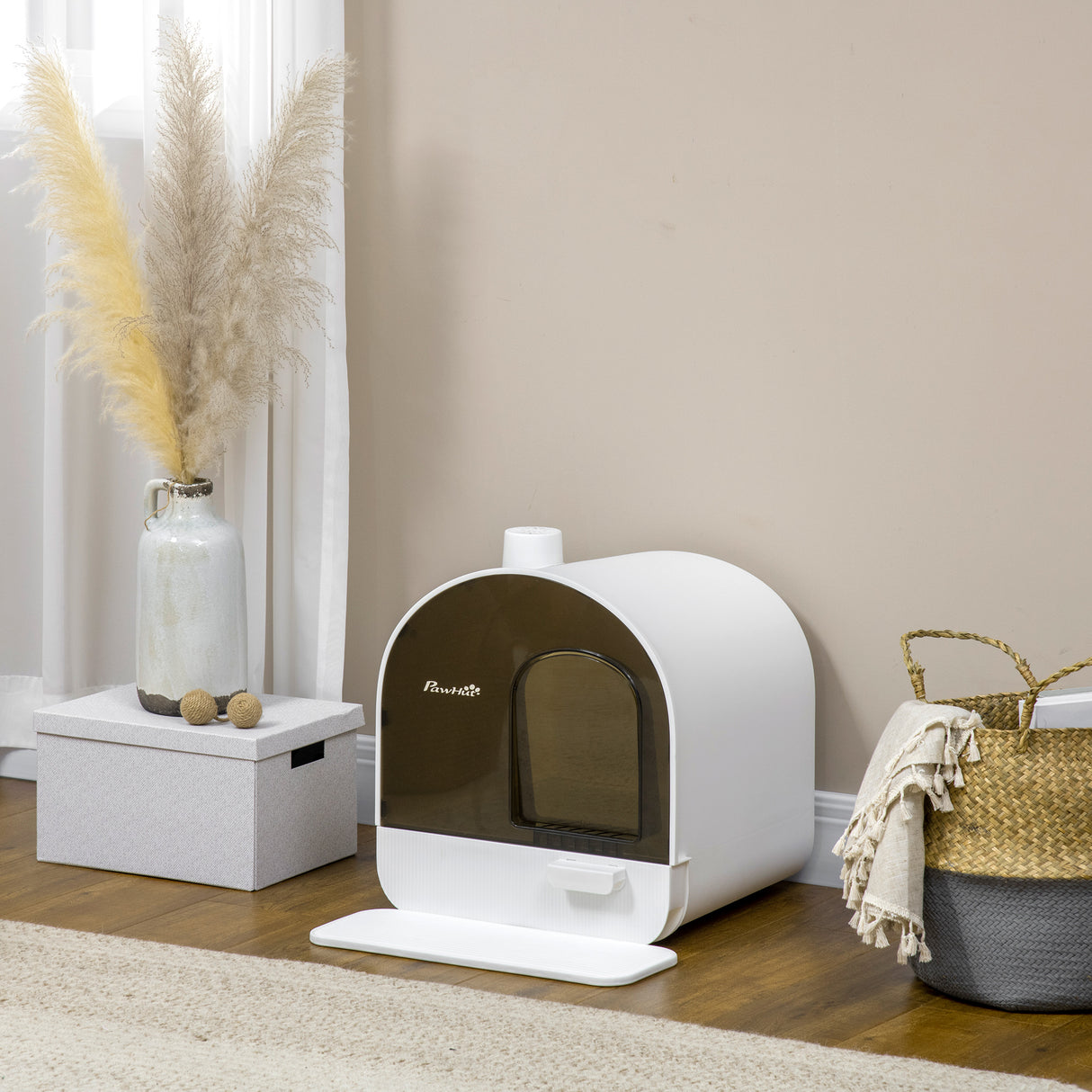easycomfort lettiera per gatti chiusa con filtri paletta e vassoio removibile struttura in pp 43x44x47 cm bianca e nera