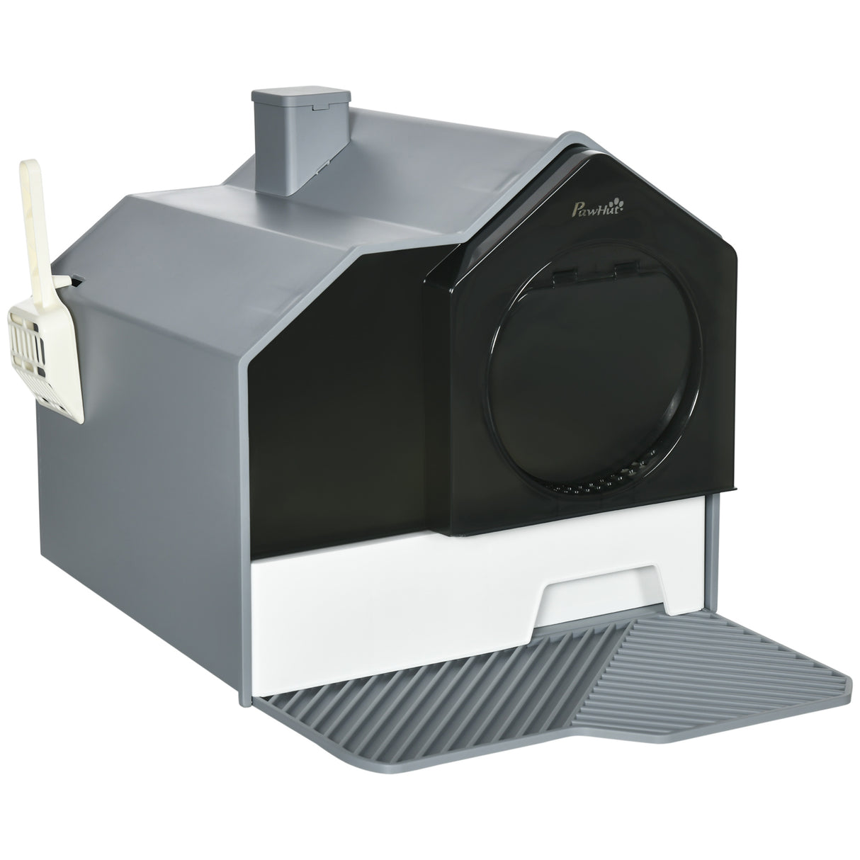 easycomfort lettiera per gatti chiusa con vassoio estraibile tappetino e paletta inclusi 47x45x42cm grigio