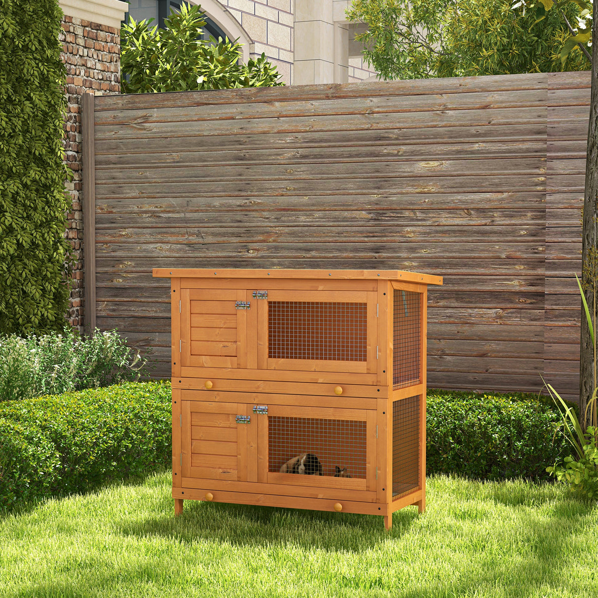 easycomfort easycomfort gabbia per conigli conigliera da esterno in legno di abete 90x45x90cm