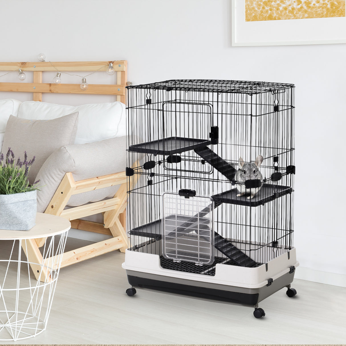 easycomfort easycomfort gabbia a 3 piani in metallo per roditori criceti conigli e porcellini d india