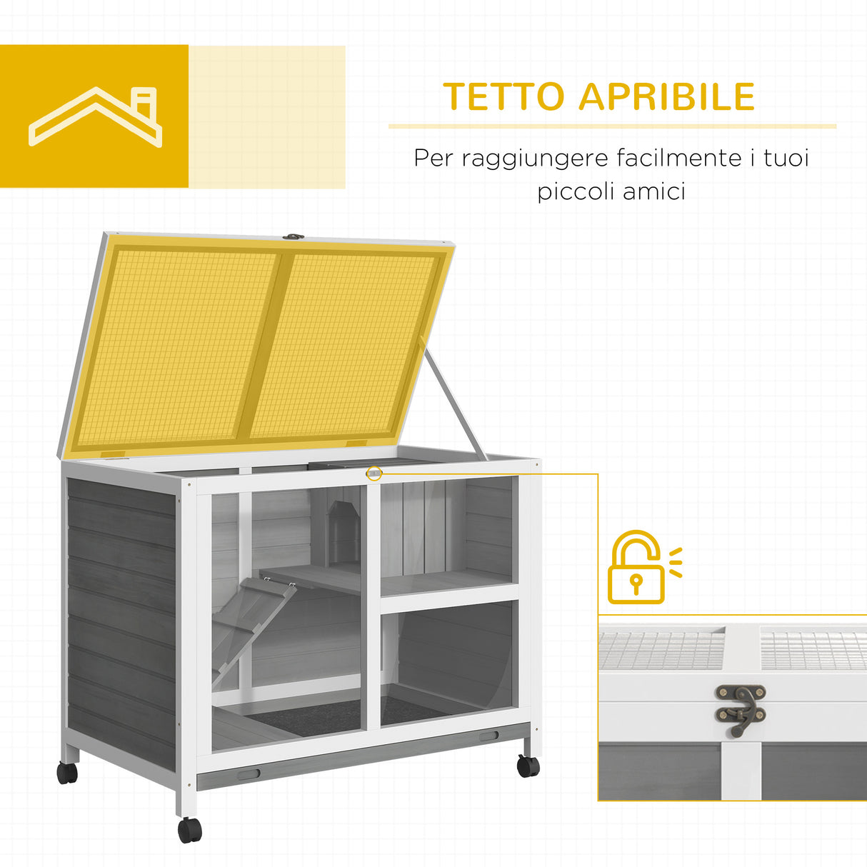easycomfort easycomfort conigliera in legno 2 livelli gabbia per conigli e porcellini d india