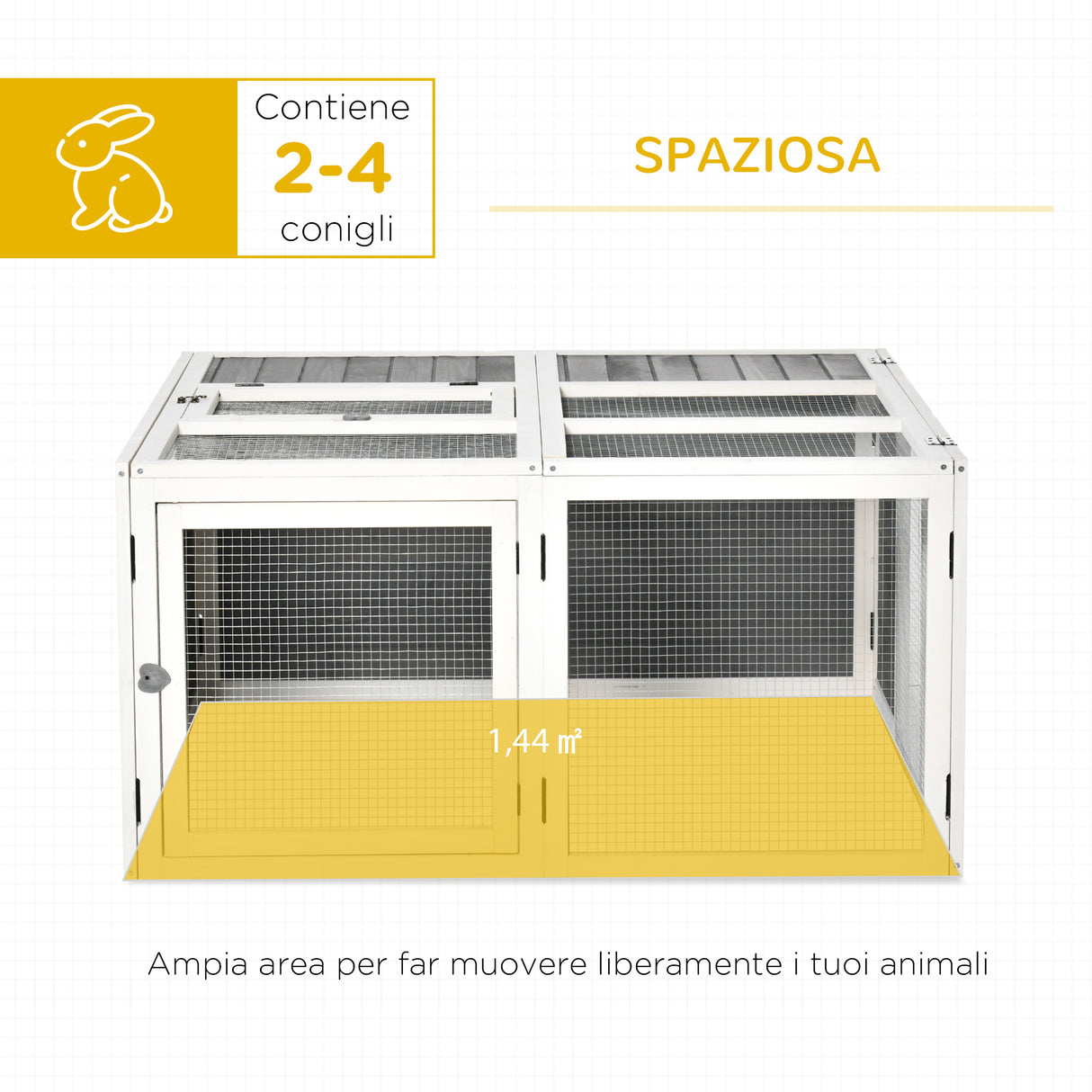 easycomfort easycomfort conigliera da esterno e interno con tetto apribile gabbia per 2 4 conigli grigia