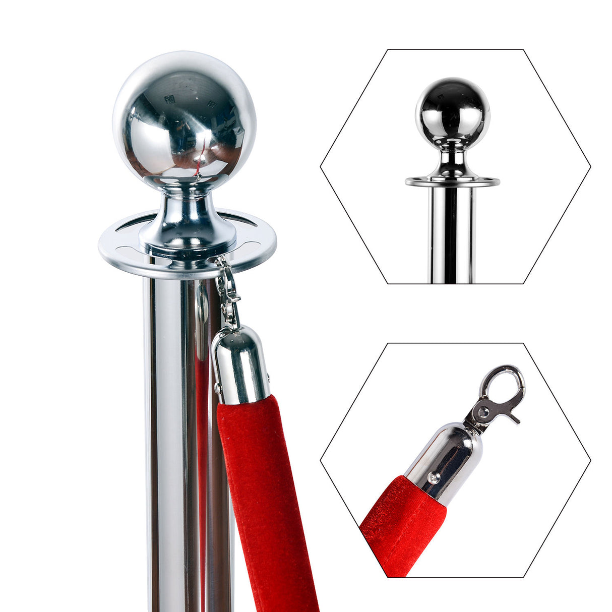 easycomfort colonnine separacode paletti di delimitazione con corde rosso in acciaio inox 32 x 95cm