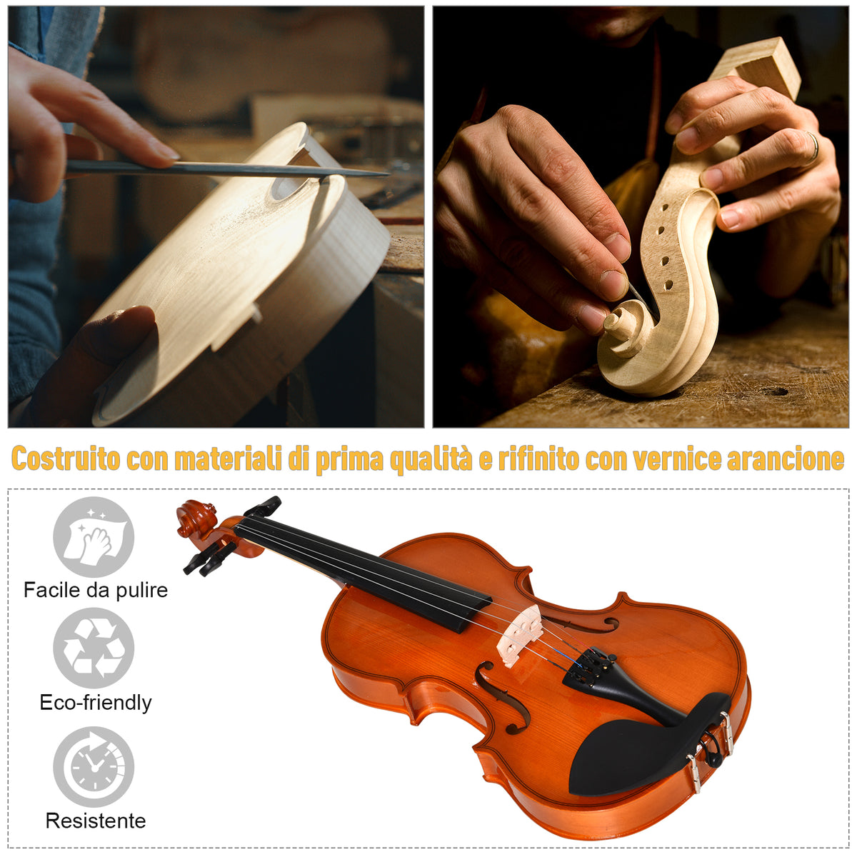 easycomfort easycomfort violino 44 per adulti con accessori inclusi custodia archetto corde ponticello accordatore 58 5 x 21 5 x 7cm