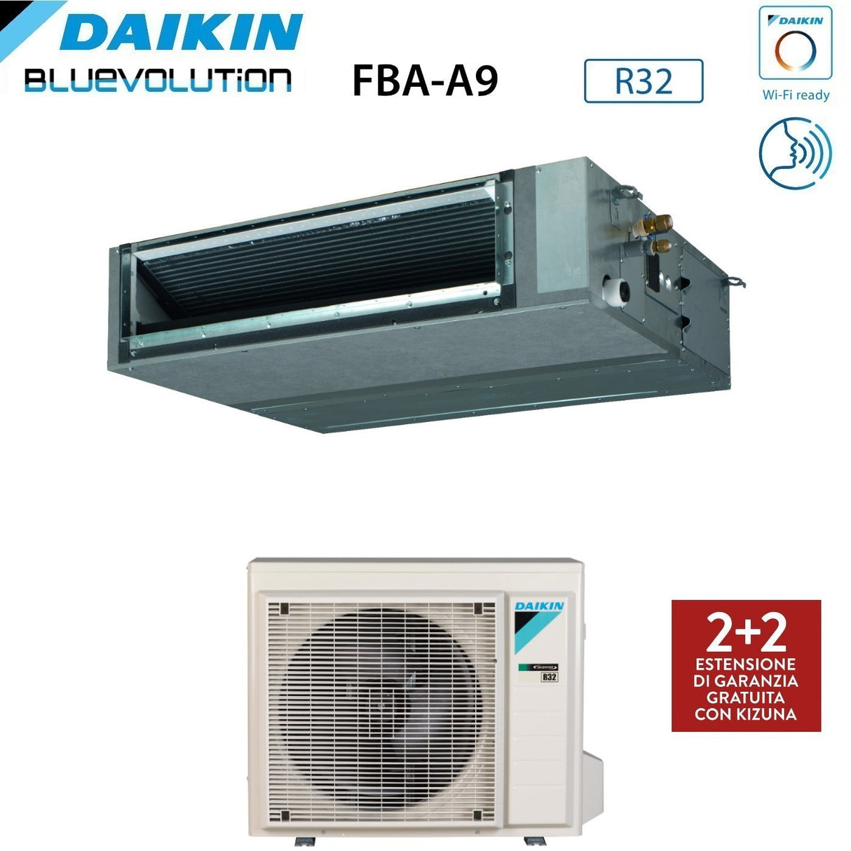 Daikin Kanalklimaanlage mittlerer Kopf 21000 Btu FBA60A einphasig R-32 Wi-Fi optional – italienische Garantie