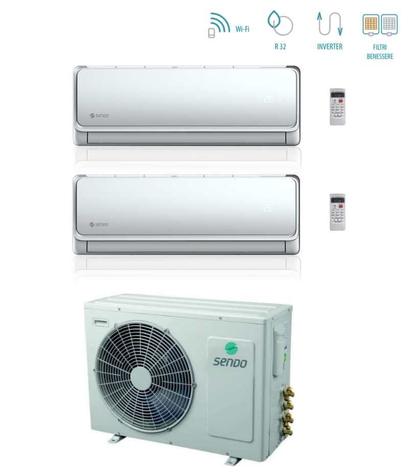 climatizzatore condizionatore dual split inverter sendo ikaros l 9000_12000 con sfm 18ou2 au2 r 32 wi fi integrato 9_12 copia 17353