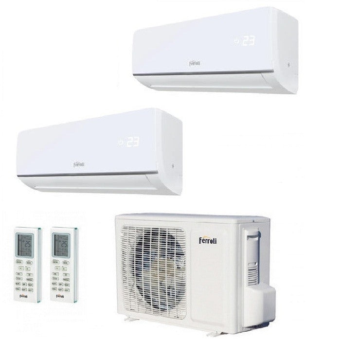 climatizzatore condizionatore ferroli dual split inverter r32 serie aster m 3.2 9000_12000 con 18 2 9_12
