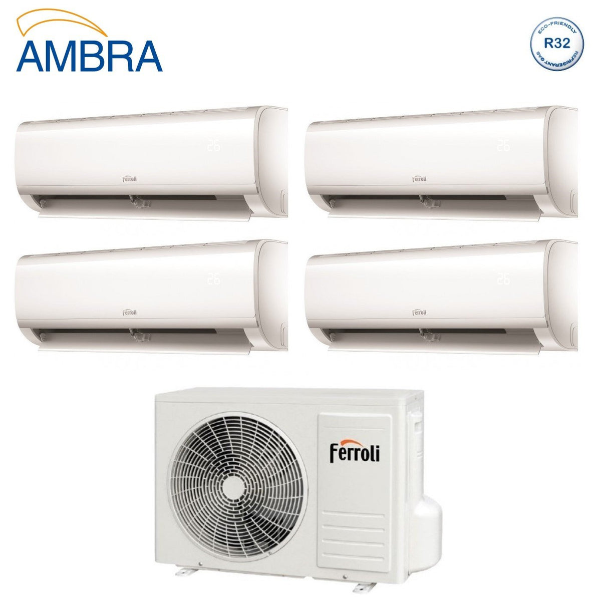 climatizzatore condizionatore ferroli quadri split inverter serie ambra m 9_9_9_9 con 28 4 r 32 wi fi integrato 9000_9000_9000_9000 novita