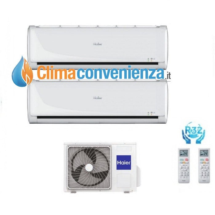 climatizzatore condizionatore haier dual split inverter serie tundra green 9_9 con 2u40ceffra r 32 classe a a 9000_9000