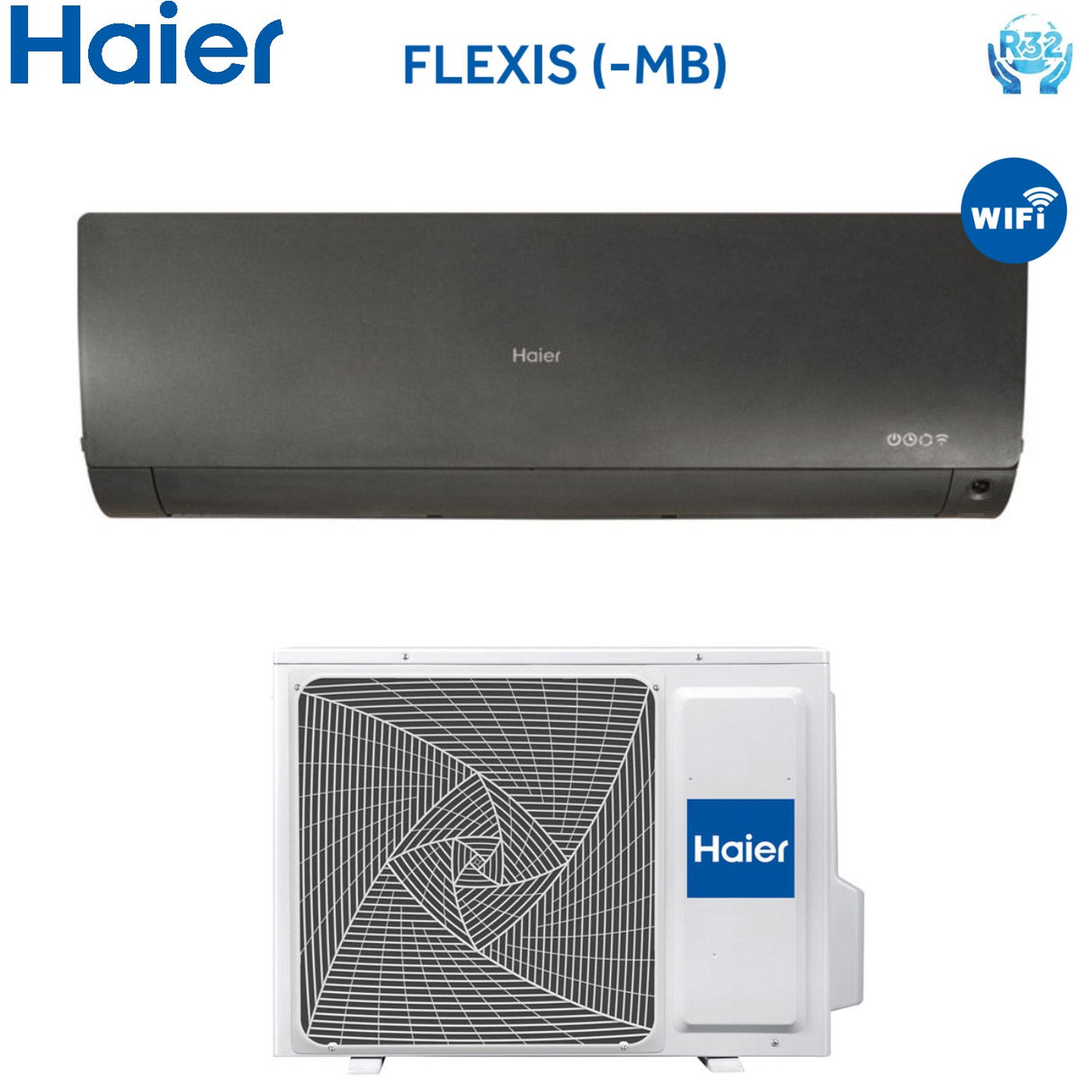 climatizzatore condizionatore haier inverter serie flexis mb 9000 btu r 32 black as25s2sf1fa mb nero wi fi a___ 6145