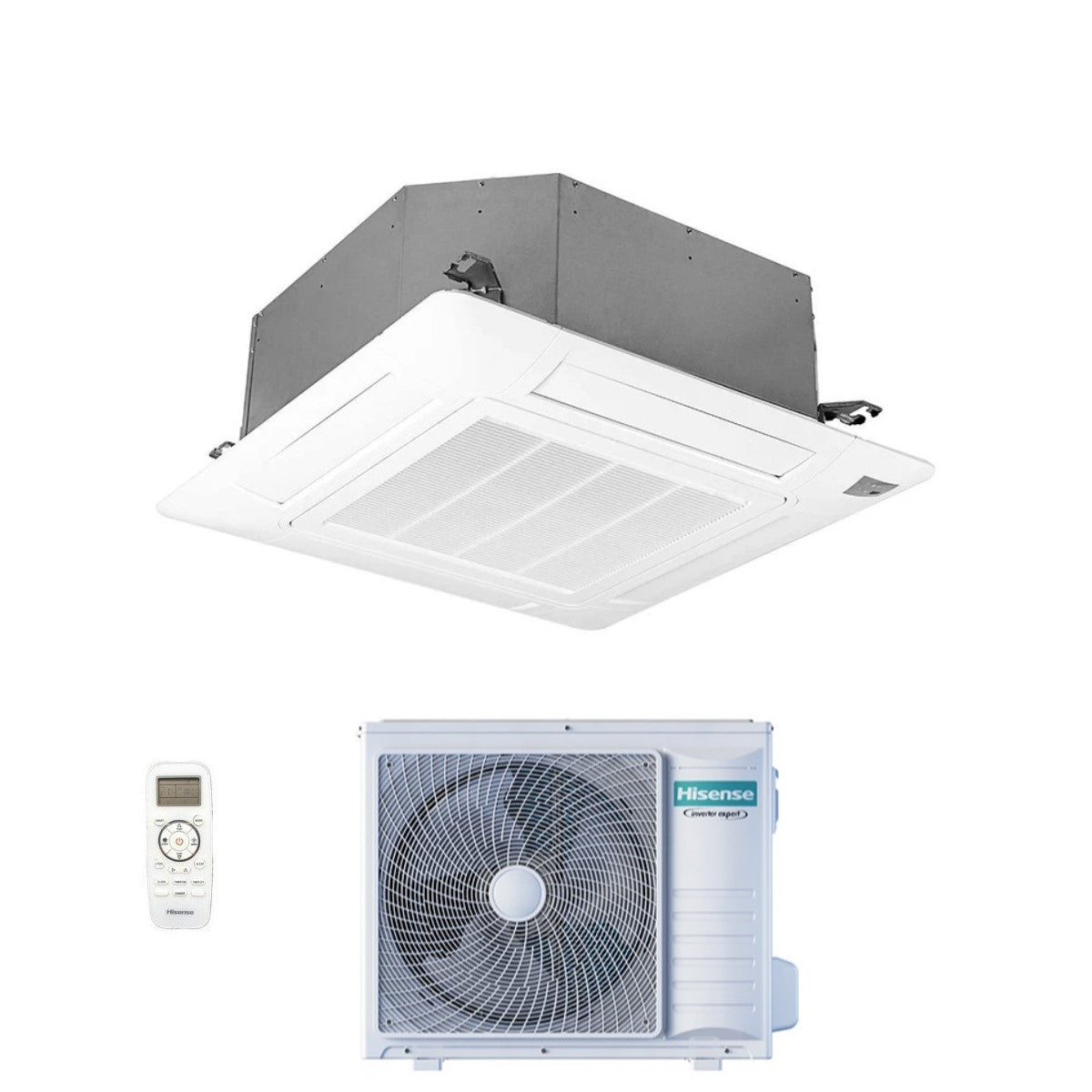 climatizzatore condizionatore hisense a cassetta 24000 btu auc71ur4rgb4+auw71u4rj7 r 32 wi fi optional con telecomando e pannello incluso novita