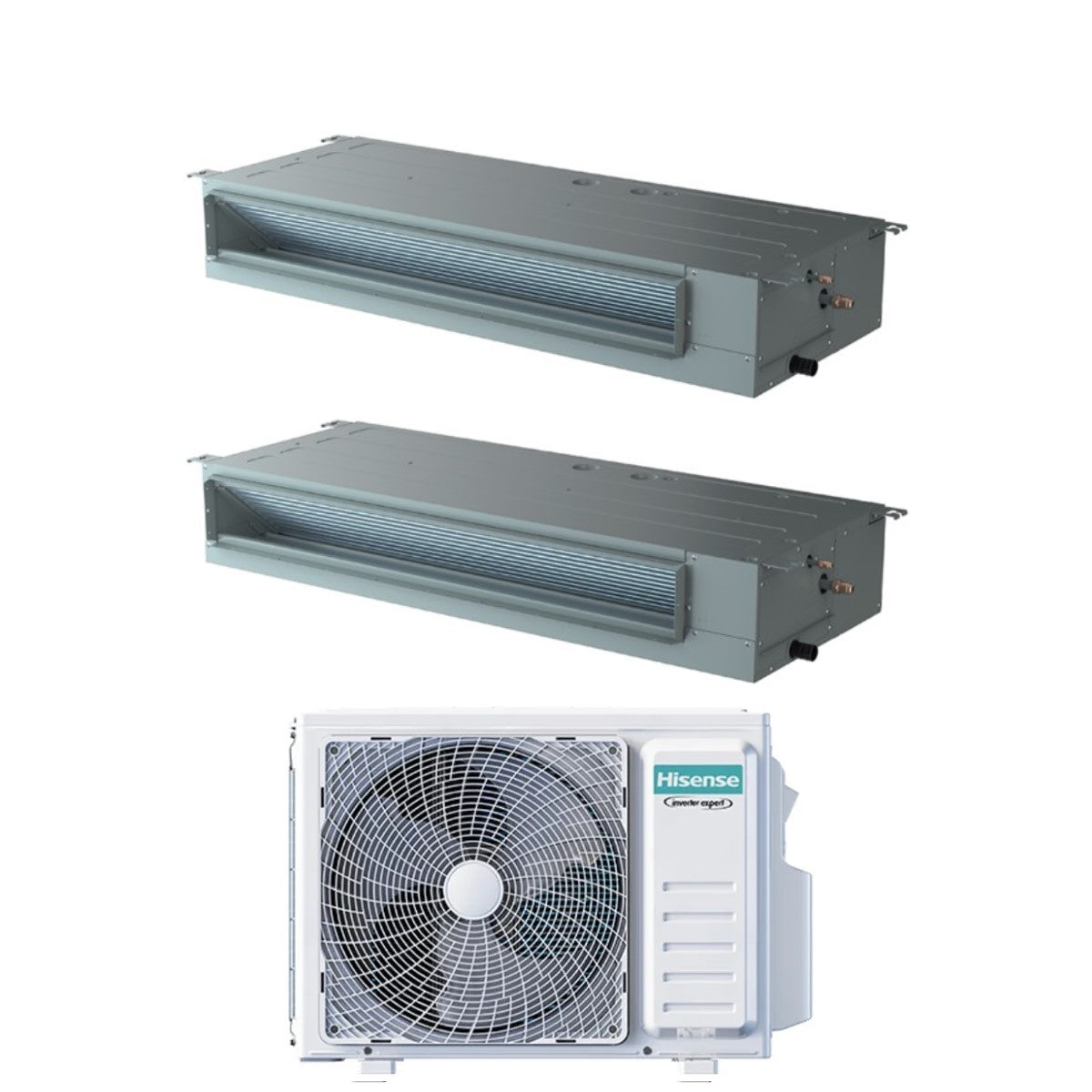 climatizzatore condizionatore hisense dual split canalizzabile 9_9 con 2amw42u4rra r 32 9000_9000 con telecomando di serie e cablato