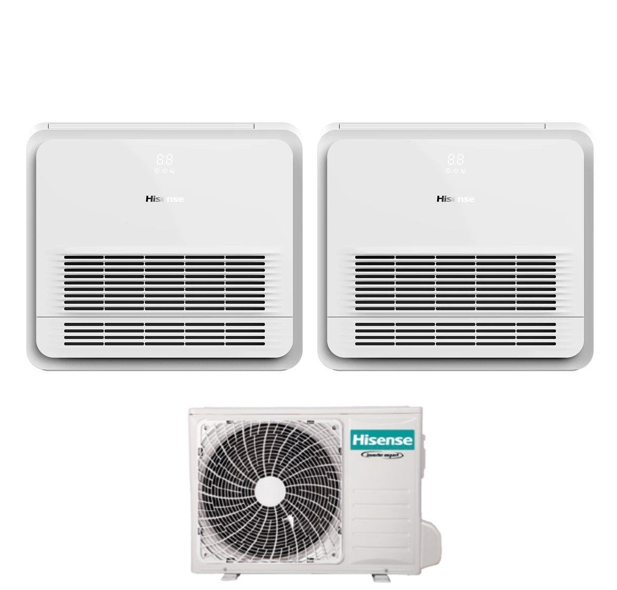 climatizzatore condizionatore hisense dual split console 9_9 con 2amw50u4rxa r 32 wi fi optional telecomando di serie incluso 9000_9000