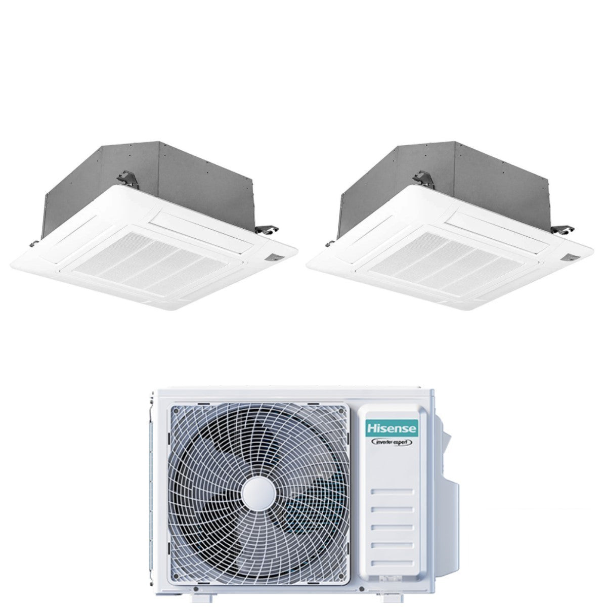 climatizzatore condizionatore hisense dual split inverter a cassetta 9_9 con 2amw35u4rgc r 32 wi fi optional 9000_9000 con telecomando e pannello incluso