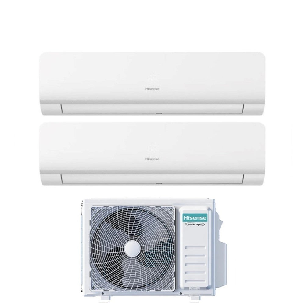 climatizzatore condizionatore hisense dual split inverter serie new energy 12_12 con 2amw50u4rxa r 32 wi fi integrato 12000_12000 novita