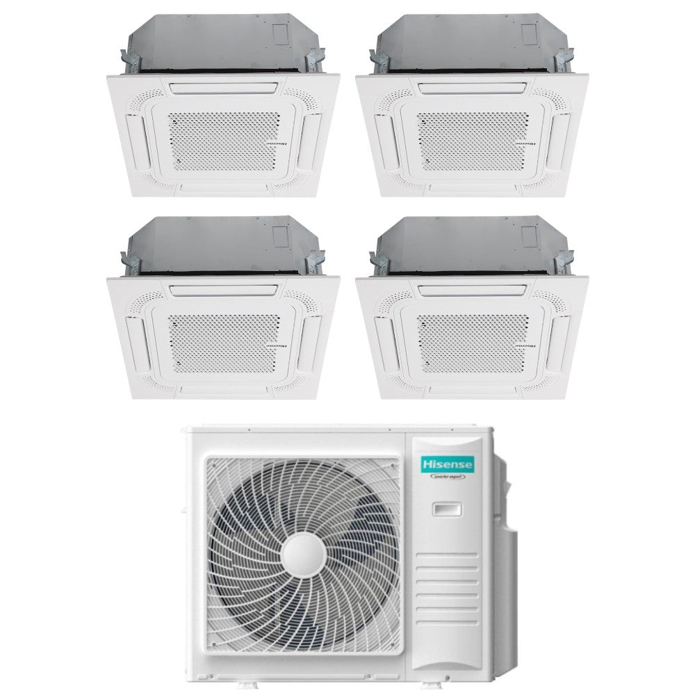 climatizzatore condizionatore hisense quadri split a cassetta 9_9_12_12 con 4amw105u4raa r 32 9000_9000_12000_12000 con telecomando e pannello incluso 8587