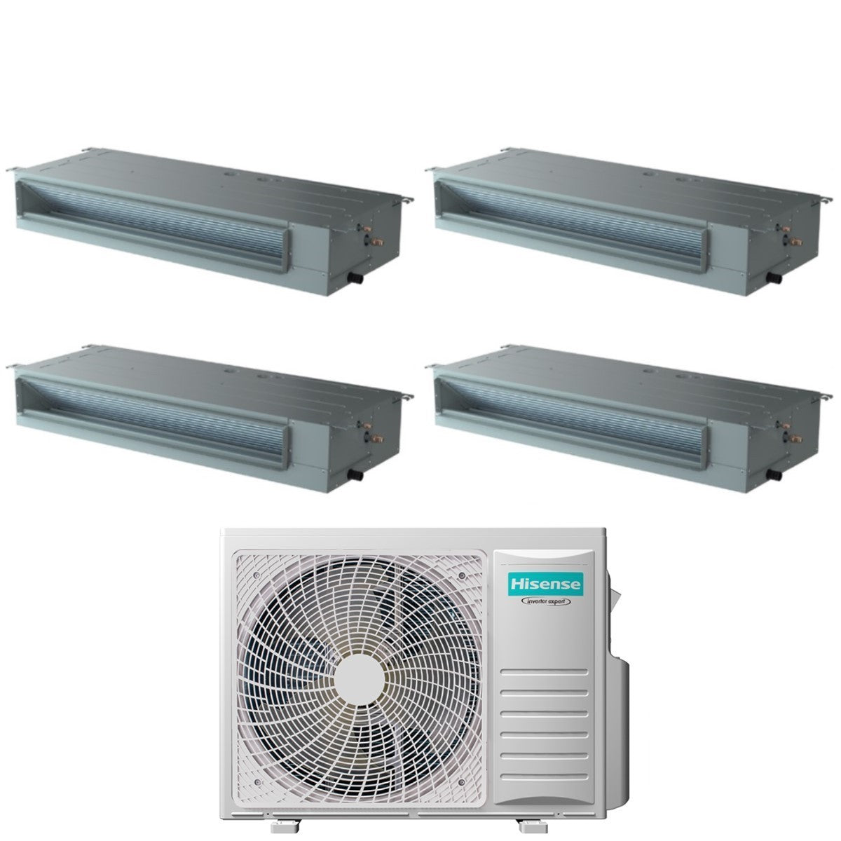 climatizzatore condizionatore hisense quadri split inverter canalizzato canalizzabile 9_9_9_12 con 4amw81u4raa r 32 wi fi optional 9000_9000_9000_12000 con telecomando di serie e cablato incluso