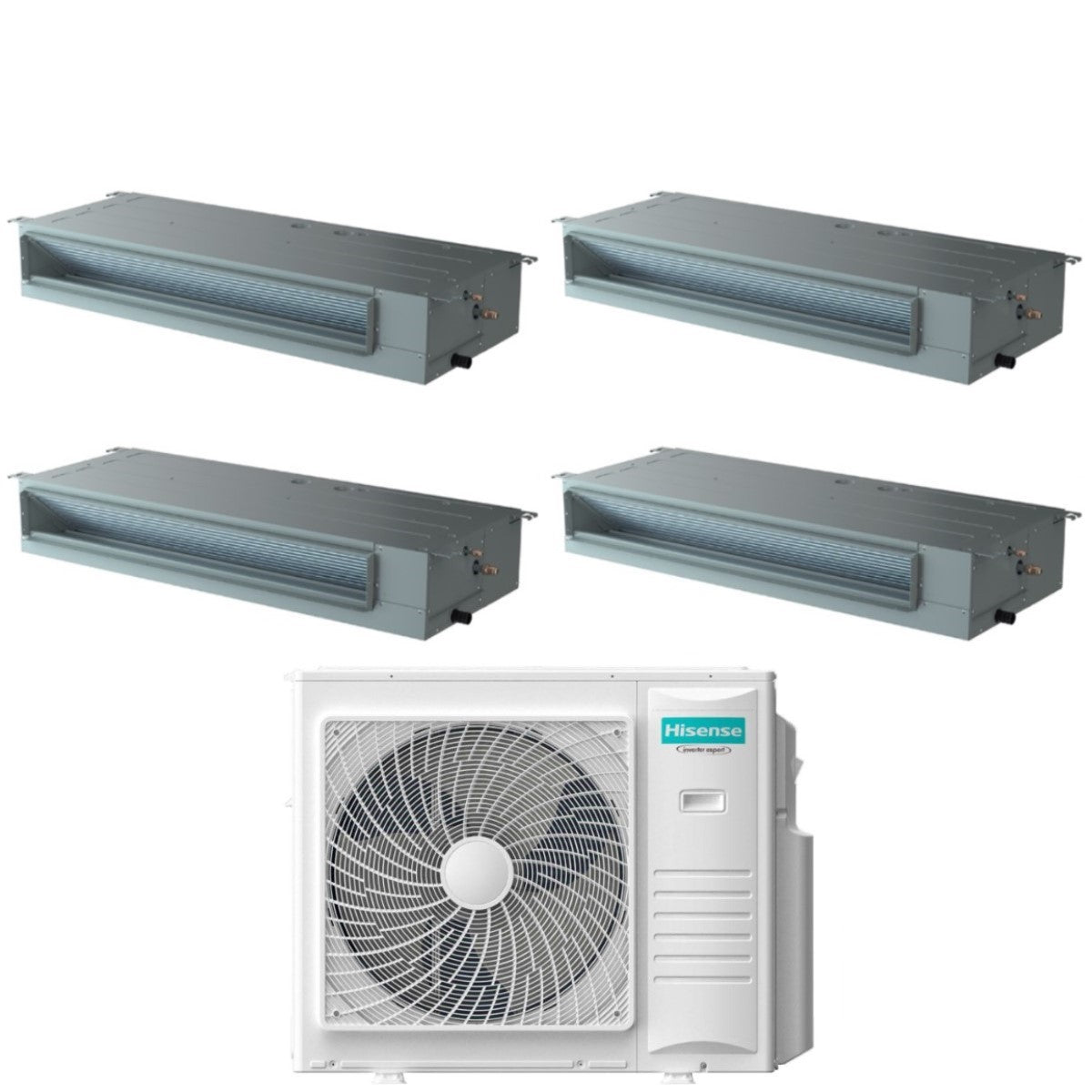 climatizzatore condizionatore hisense quadri split inverter canalizzato canalizzabile 9_9_9_18 con 4amw105u4raa r 32 wi fi optional 9000_9000_9000_18000 con telecomando di serie e cablato incluso novita