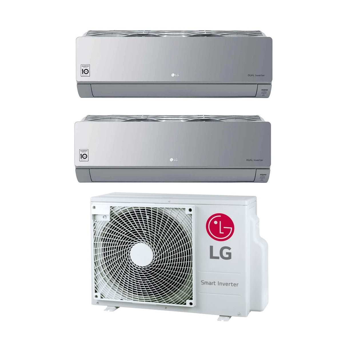 climatizzatore condizionatore lg dual split inverter serie artcool mirror silver 9_9 con mu2r17 ul0 r 32 9000_9000 wi fi integrato