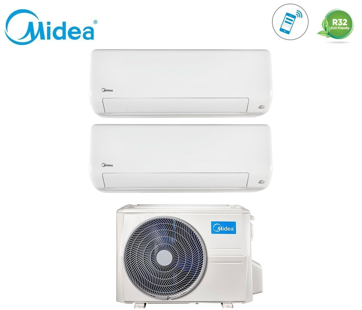 climatizzatore condizionatore midea dual split inverter serie all easy pro 9_12 con m2od 18hfn8 q r 32 wi fi integrato 9000_12000