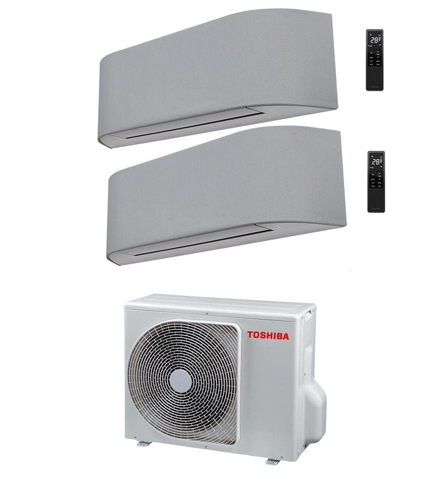 climatizzatore condizionatore toshiba dual split inverter serie haori 13000_16000 12000_15000 con ras 2m18u2avg e wi fi integrato grigio chiaro grigio scuro 13_16 12_15 novita