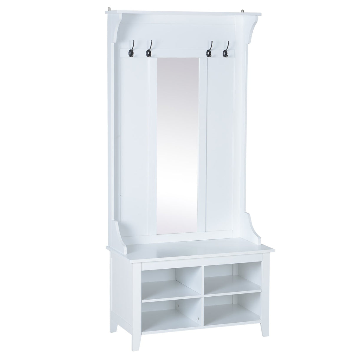 easycomfort easycomfort appendiabiti attaccapanni da terra con specchio scarpiera 4 ganci legno 80x40x170cm bianco ean 8054144139418