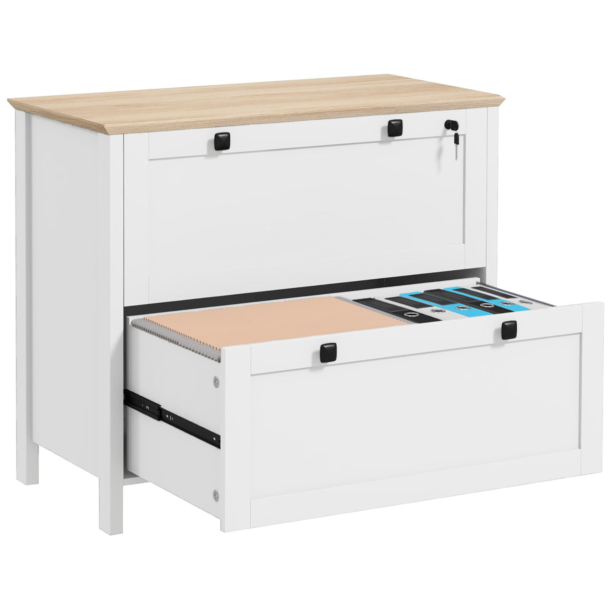 easycomfort easycomfort armadietto portadocumenti con 2 cassetti per cartelle a4 serratura e chiavi 76x40x76cm bianco