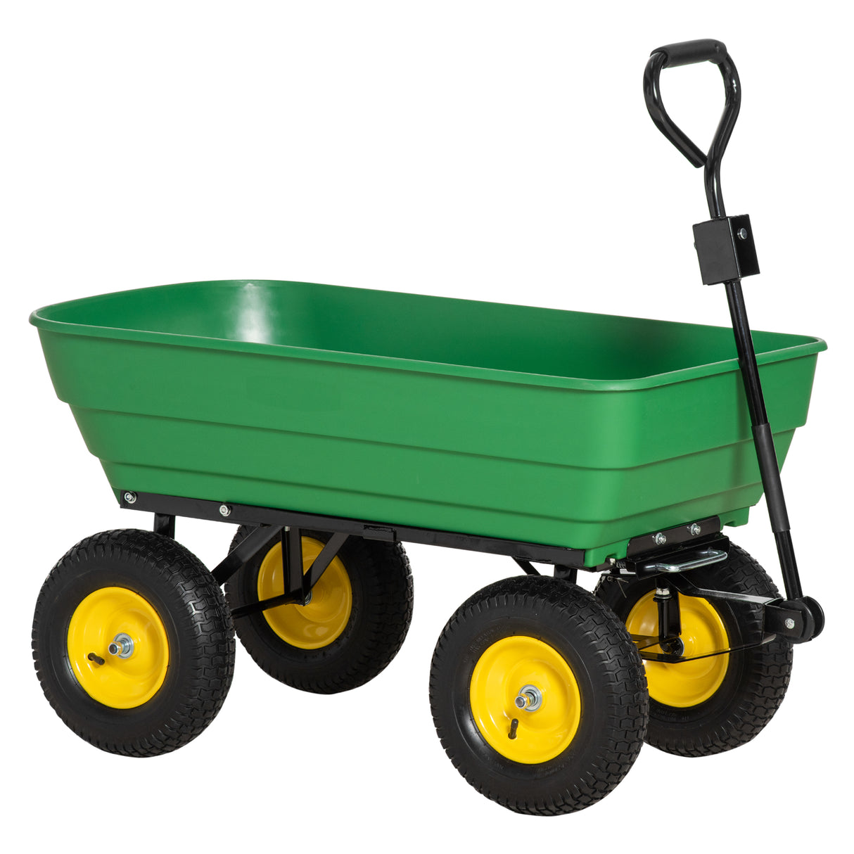 easycomfort easycomfort carrello da giardino 125l in acciaio e pp con vasca ribaltabile e maniglia 118x58x102 cm verde