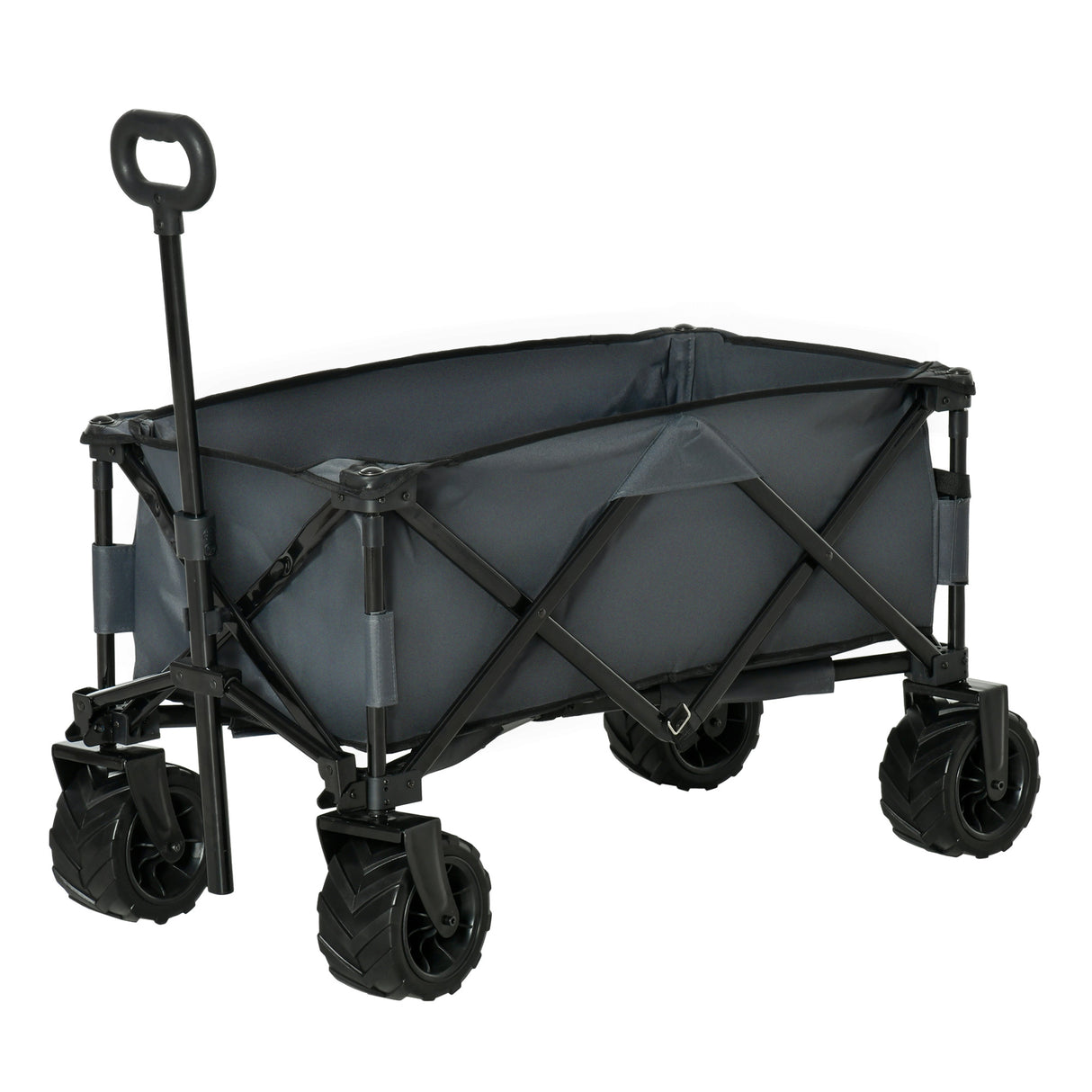 easycomfort easycomfort carrello da giardino carico max 70kg con maniglia telescopica in metallo e tessuto oxford 108x55 cm grigio