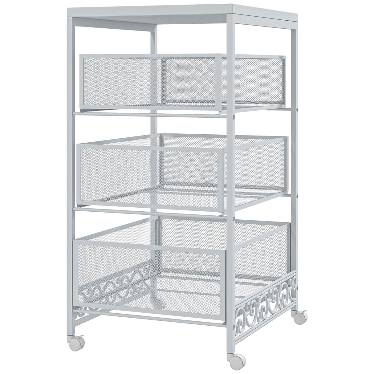 easycomfort easycomfort carrello portaoggetti a 3 livelli in truciolato e acciaio 34x29 5x57 5 cm bianco