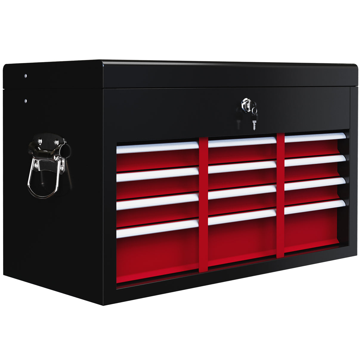 easycomfort easycomfort cassetta per attrezzi a 6 cassetti in acciaio con serratura 60x26x34cm nero e rosso