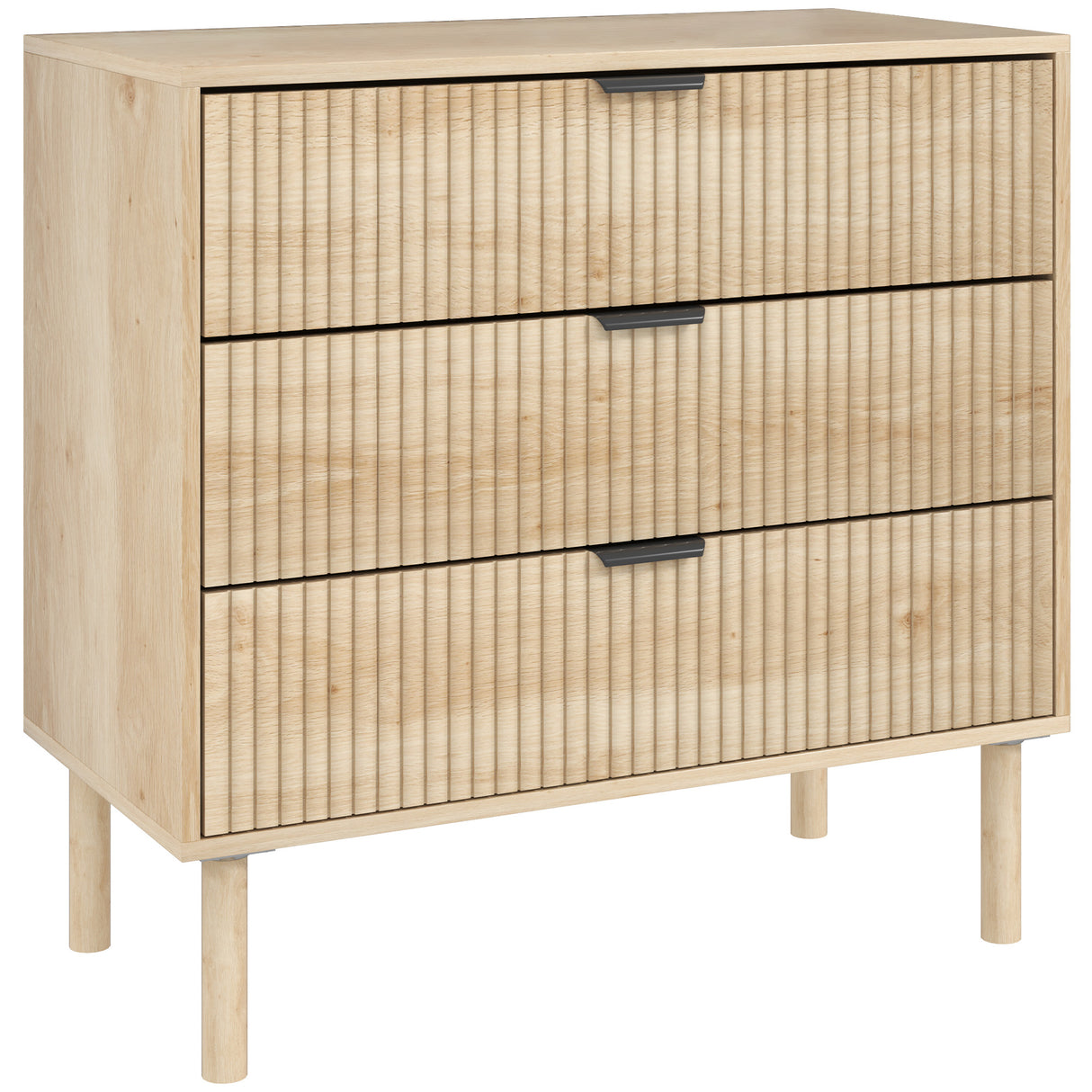 easycomfort easycomfort cassettiera 3 cassetti in legno per camera e ingresso stile nordico 80x40x77 5 cm rovere