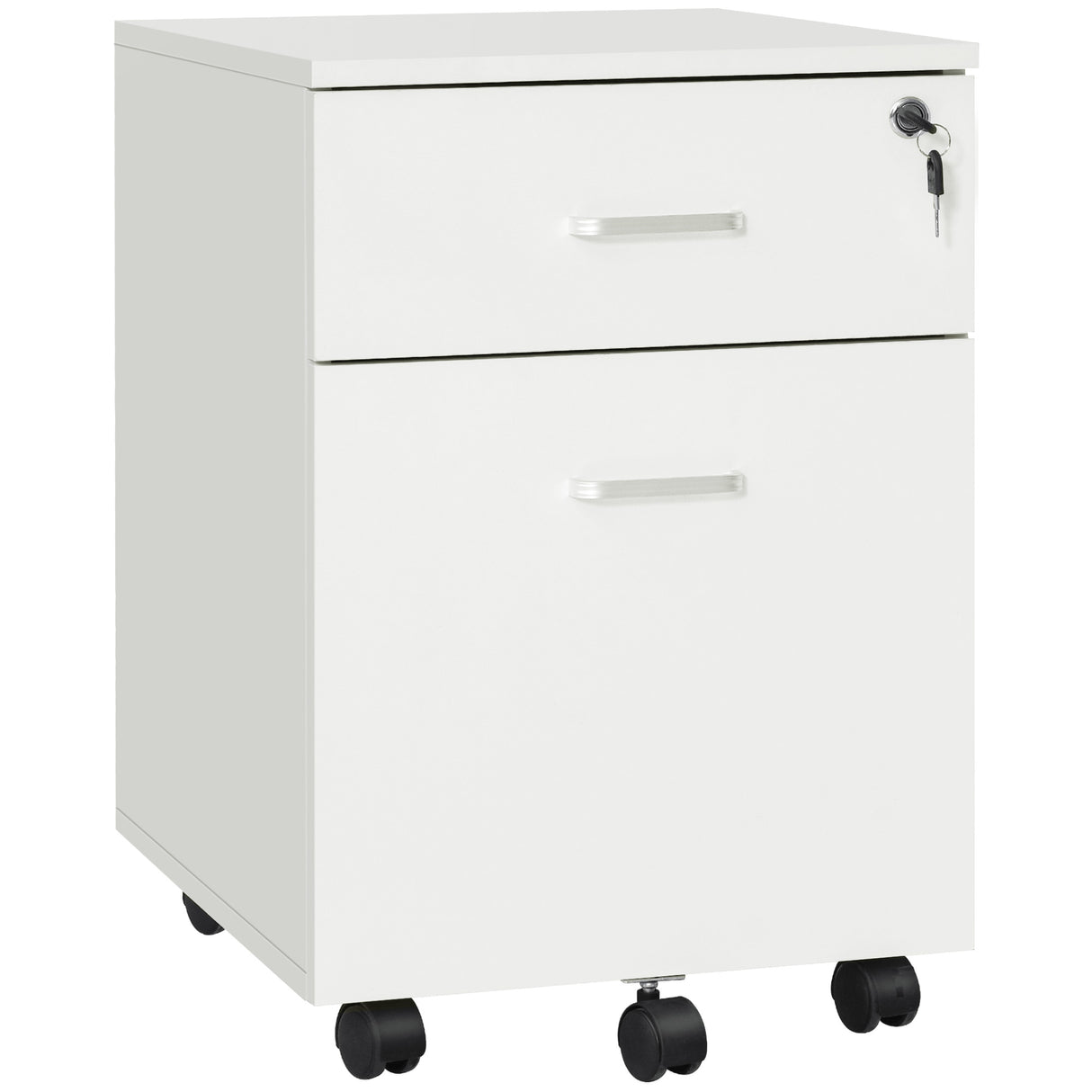easycomfort easycomfort cassettiera ufficio a 2 cassetti con serratura e 5 ruote in truciolato 40x49x58 cm bianco