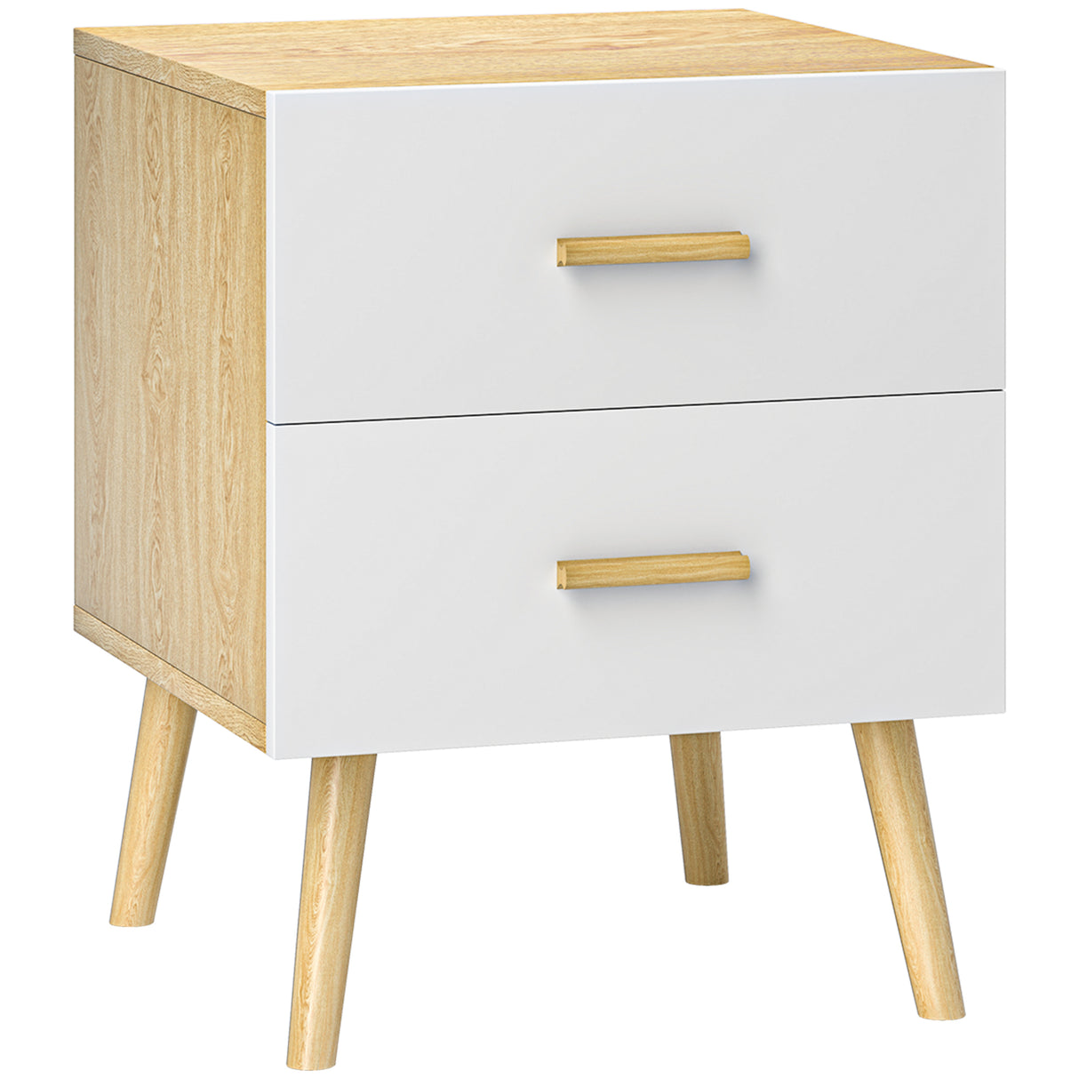 easycomfort easycomfort comodino con 2 cassetti in legno in stile scandinavo 40x40x50 cm rovere