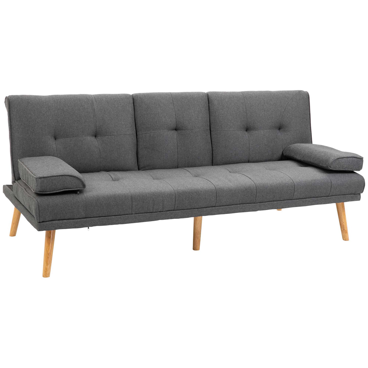 easycomfort easycomfort divano letto 3 posti reclinabile con 2 braccioli staccabili in tessuto effetto lino e legno di pioppo 181x77x78 cm