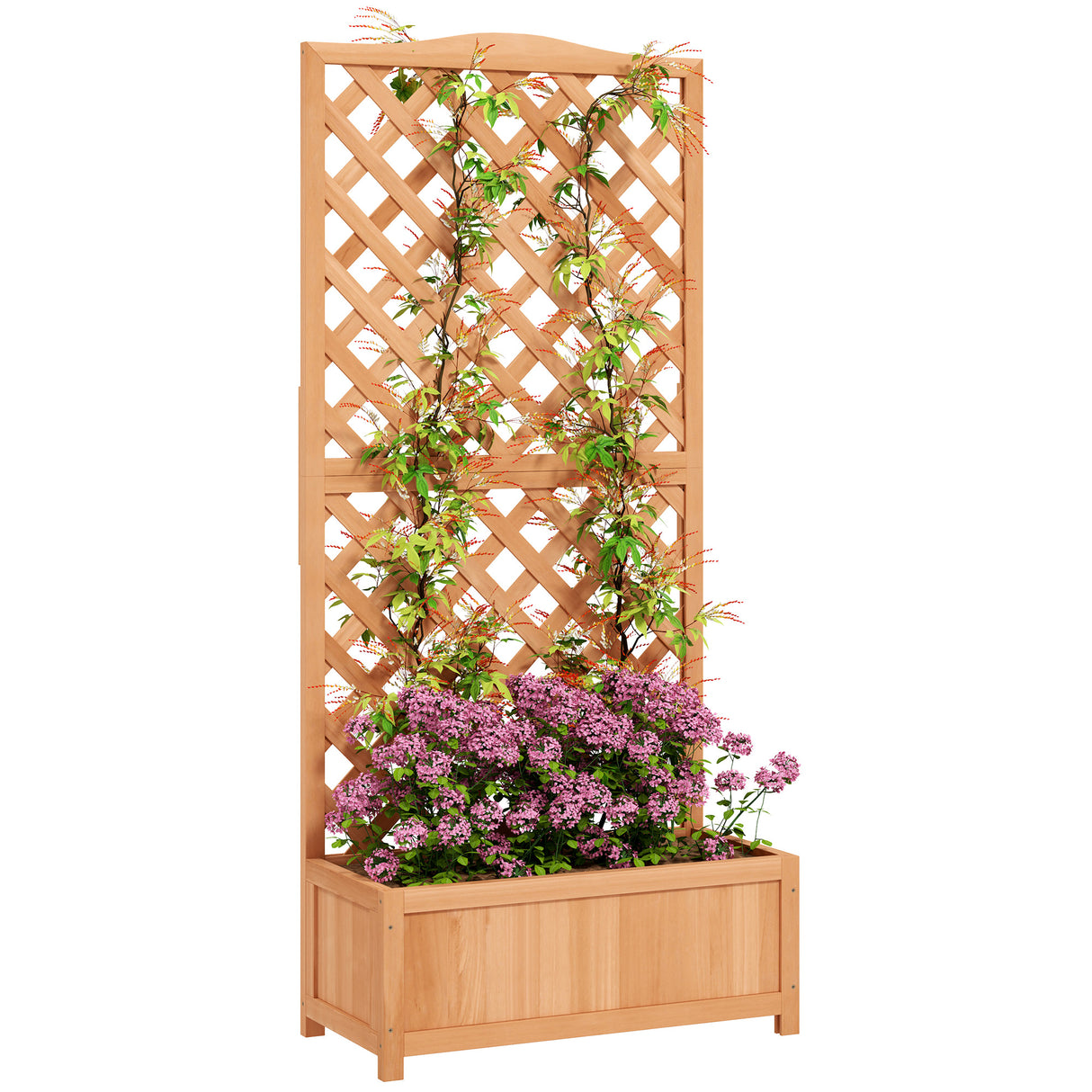 easycomfort easycomfort fioriera con traliccio per rampicanti e fondo ampio in legno di abete 76x36x170 cm marrone