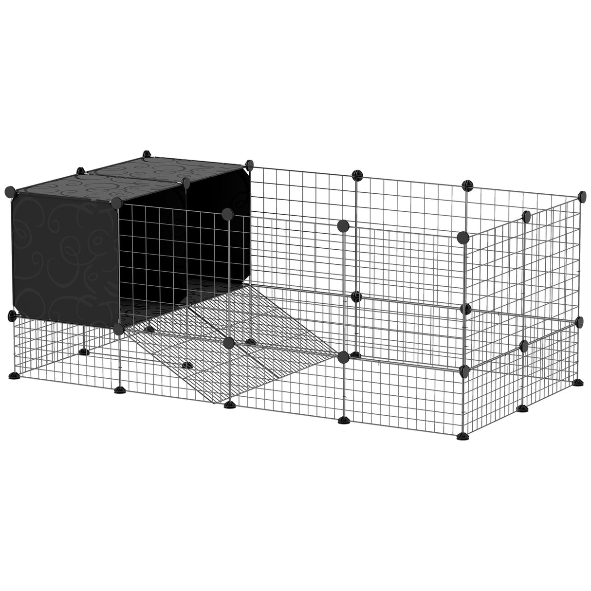 easycomfort easycomfort gabbia per animali piccoli modulabile con casette rialzate per porcellini dindia e ricci nero