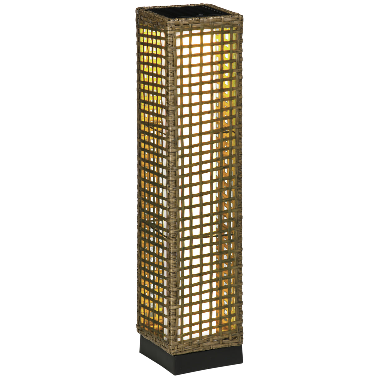 easycomfort easycomfort lampada solare da giardino con pannello di ricarica in acciaio e rattan 15 5x15 5x69 cm nero e marrone