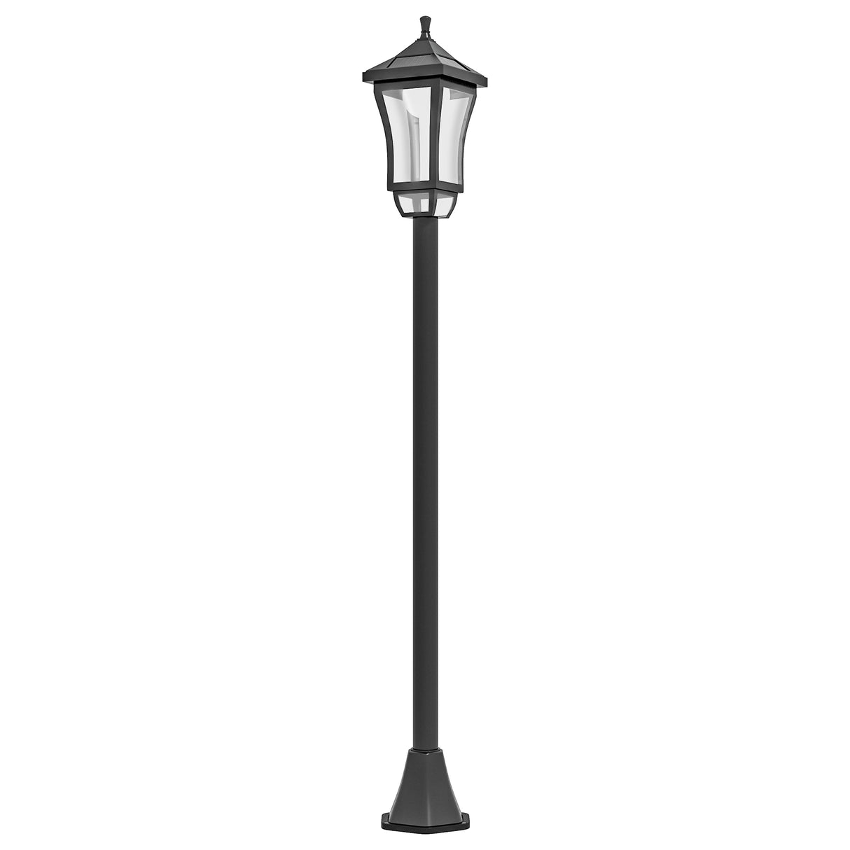 easycomfort easycomfort lampione da giardino con 6h autonomia e ancoraggio a terra in abs e policarbonato 15x15x127 cm nero