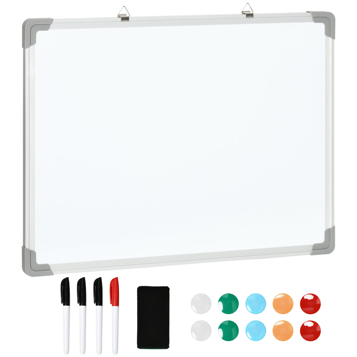 easycomfort easycomfort lavagna magnetica da parete con gomma pennarelli e magneti in alluminio 60x1 8x45 cm bianco