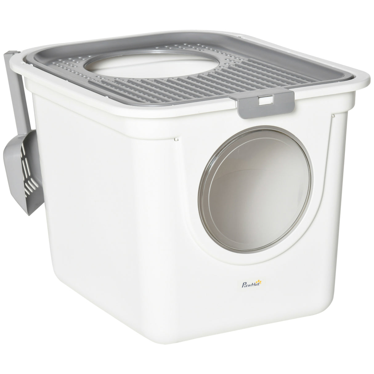 easycomfort easycomfort lettiera per gatti chiusa a 2 ingressi con vassoio e paletta in plastica pe 44x55x39 cm bianco