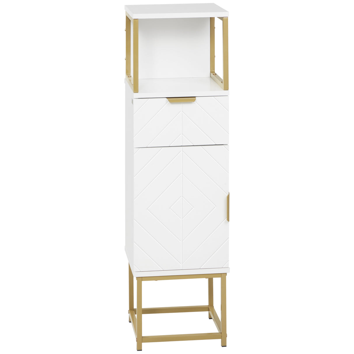 easycomfort easycomfort mobile colonna bagno con cassetto armadietto e ripiano in legno e metallo 30x30x105cm bianco