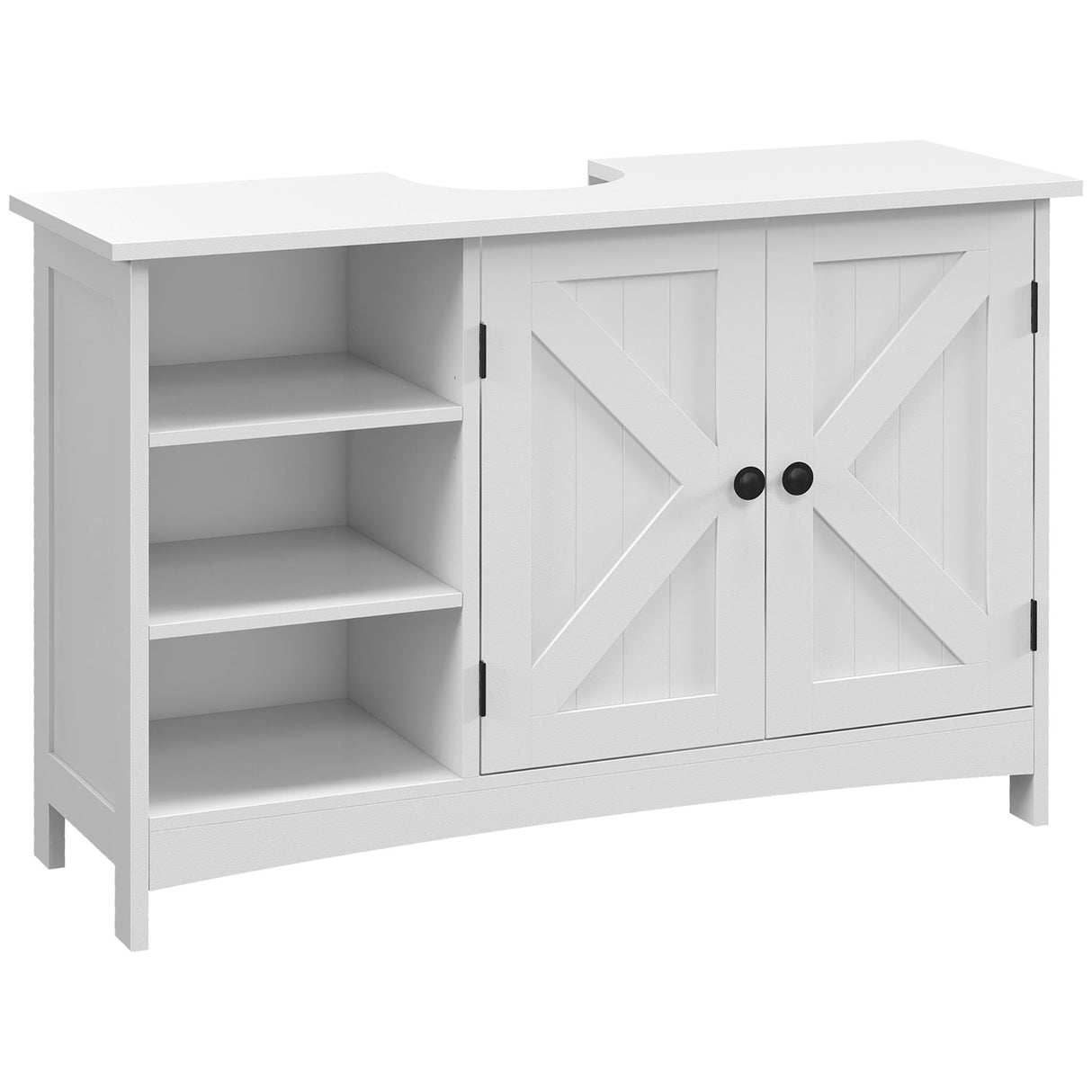 easycomfort easycomfort mobile sotto lavabo bagno con armadietto a 2 ante e 3 ripiani aperti in legno 90x30x60cm bianco