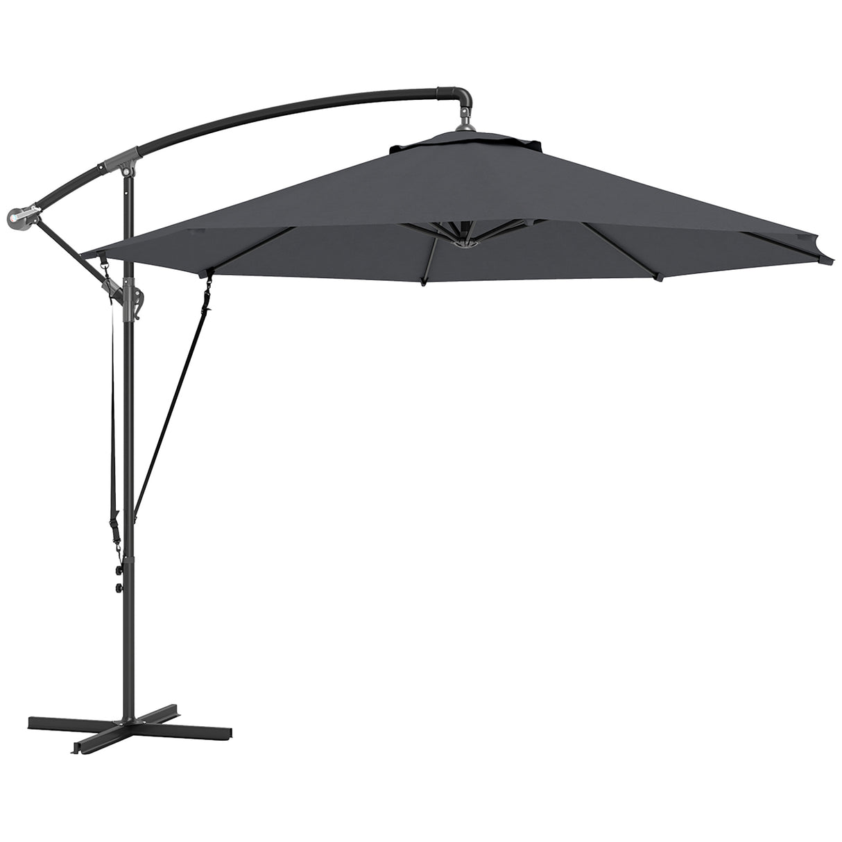 easycomfort easycomfort ombrellone da giardino rotondo inclinabile e girevole manovella e protezione upf 50 3 m grigio scuro