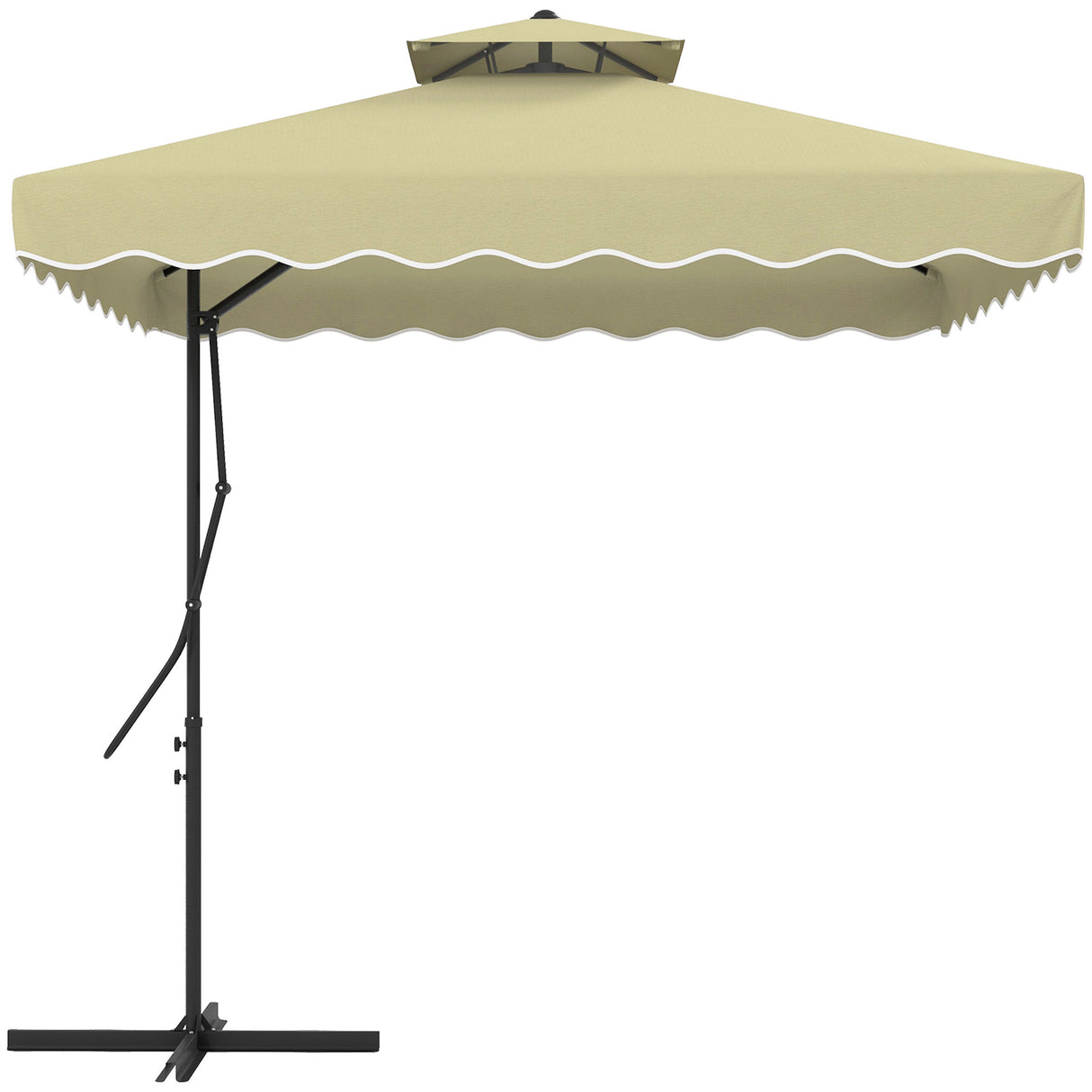 easycomfort easycomfort ombrellone decentrato 2 5x2 5 m con base a croce e apertura a manovella in metallo e poliestere beige