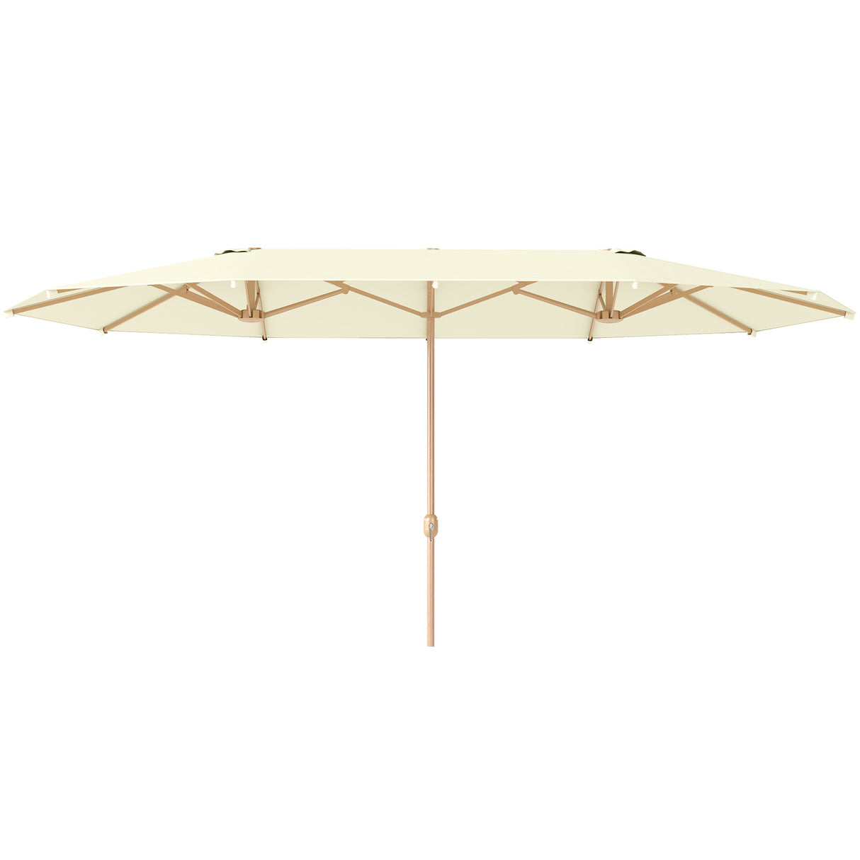 easycomfort easycomfort ombrellone doppio con apertura a manovella in acciaio inox e poliestere 455x265x238 cm beige