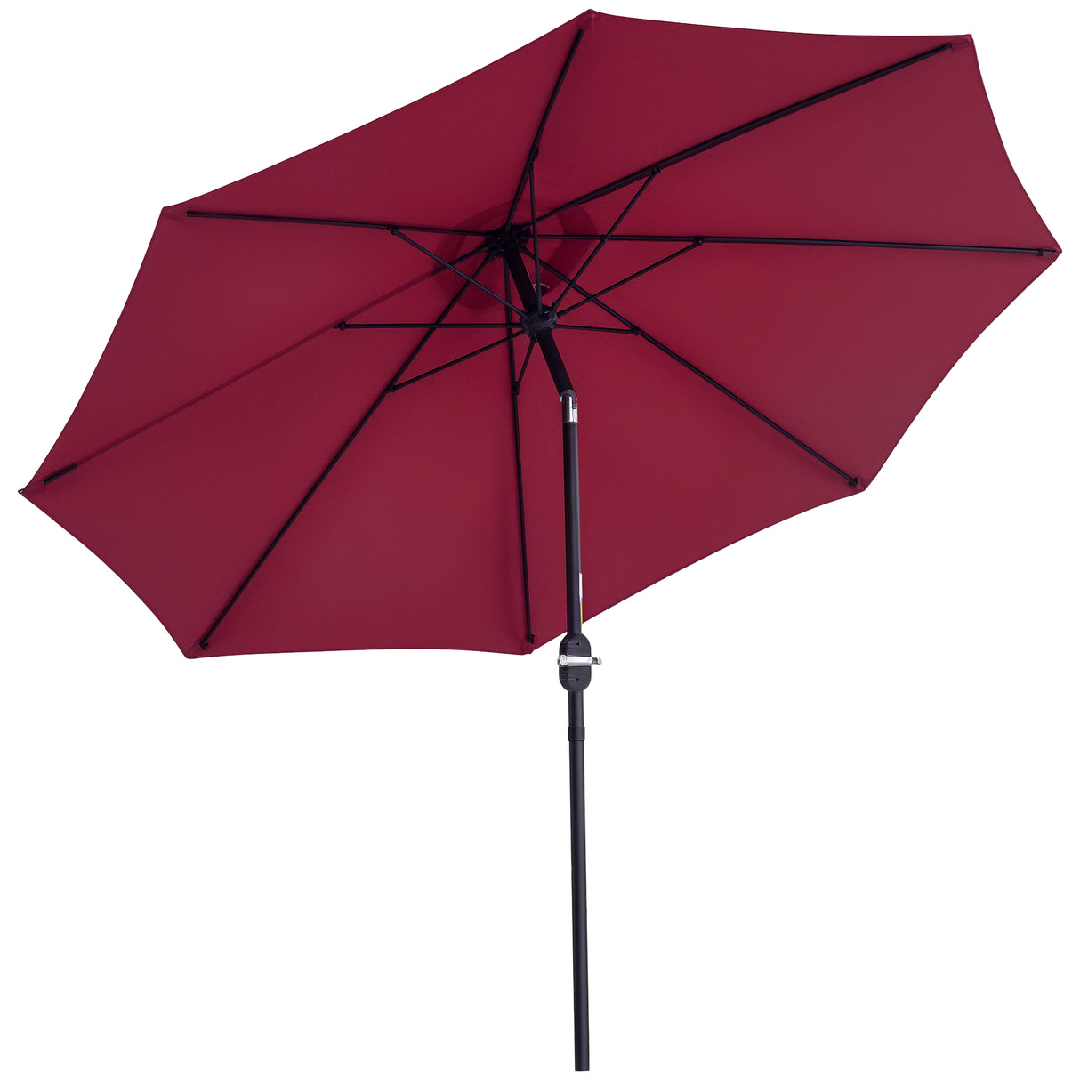 easycomfort easycomfort ombrellone rotondo e regolabile con manovella in poliestere metallo e fibra di vetro 265x240 cm rosso e nero