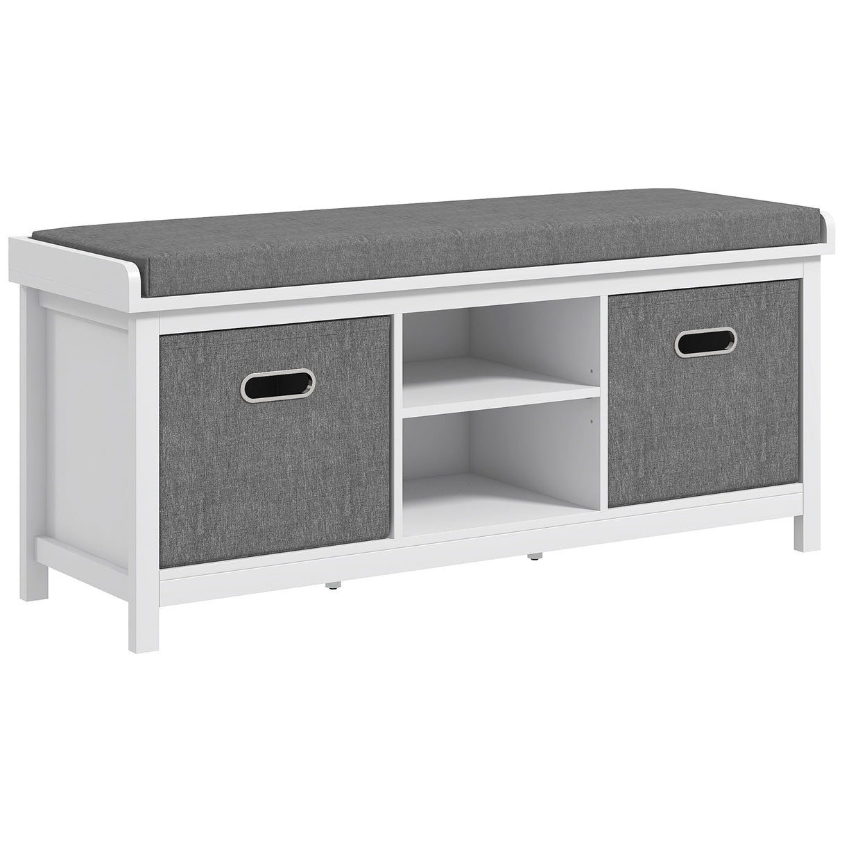easycomfort easycomfort panca scarpiera con ripiano regolabile a 3 livelli e 2 cassetti in truciolato 105x35x47 cm bianca e grigia