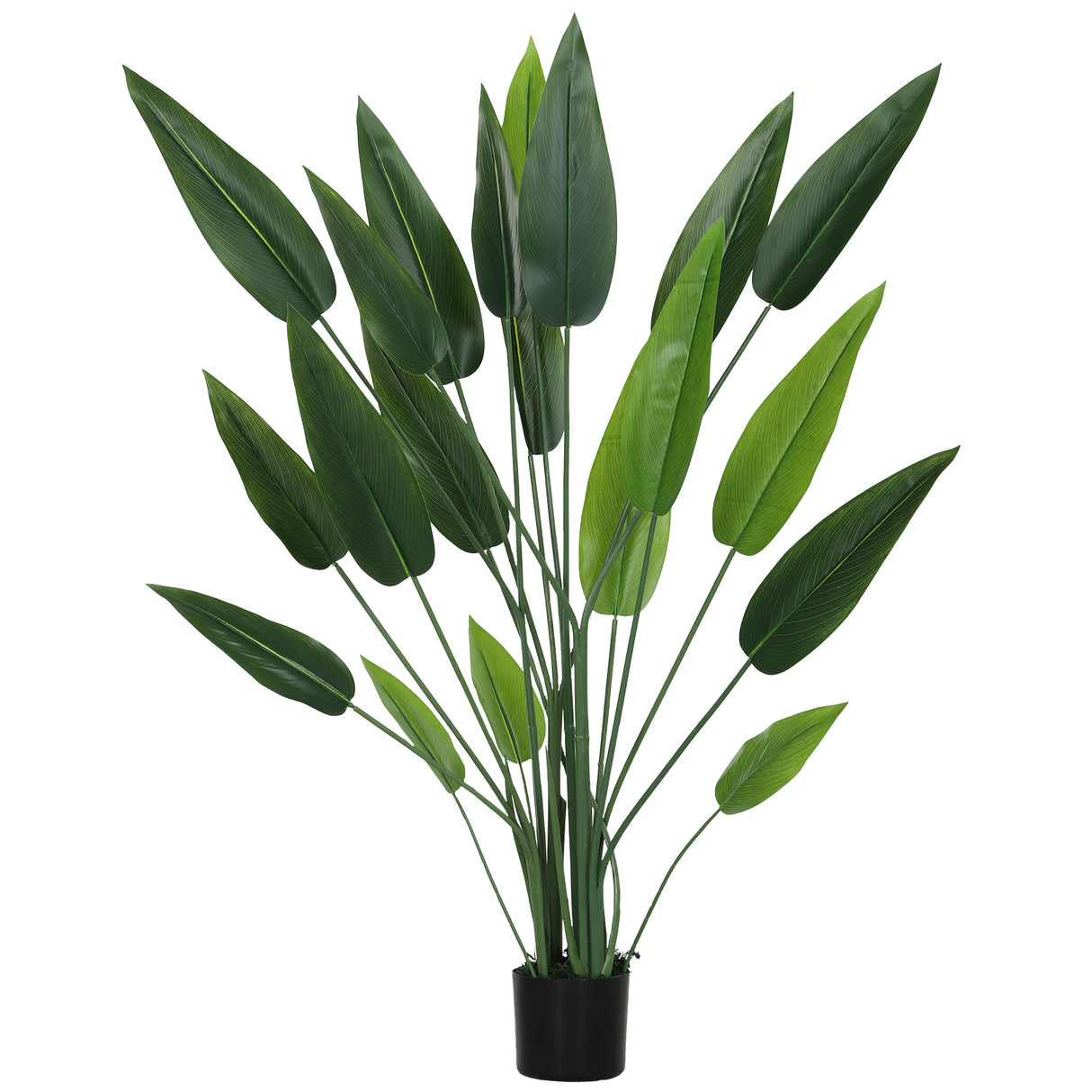easycomfort easycomfort pianta artificiale verde di uccello del paradiso da 20 foglie di 140 cm con vaso in pe peva e pp